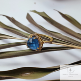 Sapphire Quartz Ring, 925 Sterling Silver Ring, Gold Gemstone Ring, September Birthstone Ring, Engagement Ring, Cz Set Ring, Statement Ring